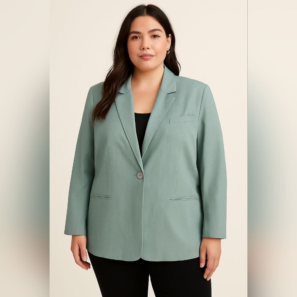 J.R.T. Newport News Linen Blend Blazer Sage Green 2X One Button Classic Style
